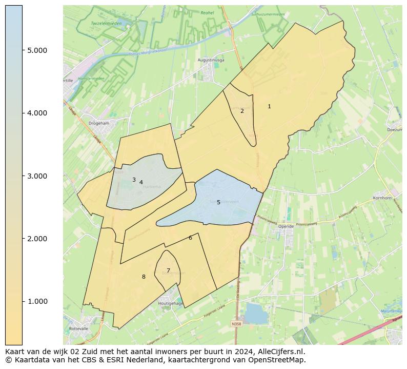 Kaart van de wijk 02 Zuid met het aantal inwoners per buurt in 2024. Op deze pagina vind je veel informatie over inwoners (zoals de verdeling naar leeftijdsgroepen, gezinssamenstelling, geslacht, autochtoon of Nederlands met een immigratie achtergrond,...), woningen (aantallen, types, prijs ontwikkeling, gebruik, type eigendom,...) en méér (autobezit, energieverbruik,...)  op basis van open data van het Centraal Bureau voor de Statistiek en diverse andere bronnen!