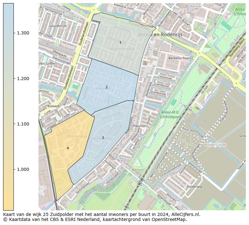 Kaart van de wijk 25 Zuidpolder met het aantal inwoners per buurt in 2024. Op deze pagina vind je veel informatie over inwoners (zoals de verdeling naar leeftijdsgroepen, gezinssamenstelling, geslacht, autochtoon of Nederlands met een immigratie achtergrond,...), woningen (aantallen, types, prijs ontwikkeling, gebruik, type eigendom,...) en méér (autobezit, energieverbruik,...)  op basis van open data van het centraal bureau voor de statistiek en diverse andere bronnen!