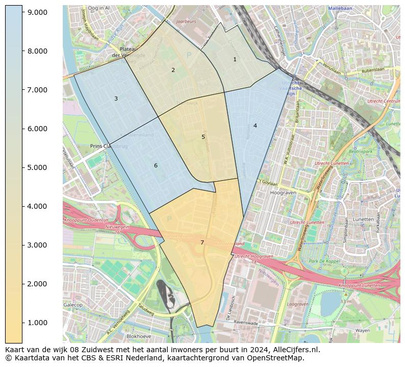 Kaart van de wijk 08 Zuidwest met het aantal inwoners per buurt in 2024. Op deze pagina vind je veel informatie over inwoners (zoals de verdeling naar leeftijdsgroepen, gezinssamenstelling, geslacht, autochtoon of Nederlands met een immigratie achtergrond,...), woningen (aantallen, types, prijs ontwikkeling, gebruik, type eigendom,...) en méér (autobezit, energieverbruik,...)  op basis van open data van het centraal bureau voor de statistiek en diverse andere bronnen!