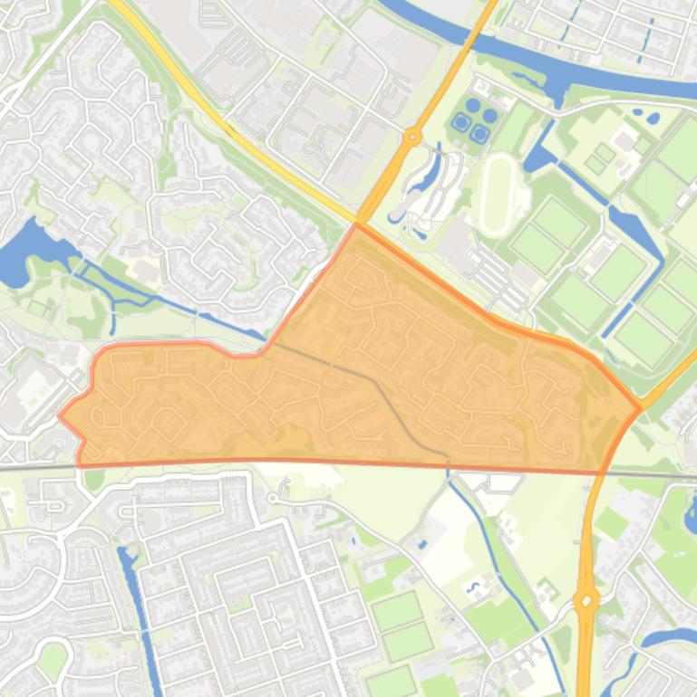 Kaart van de buurt De Huet - fase 1 + 3.