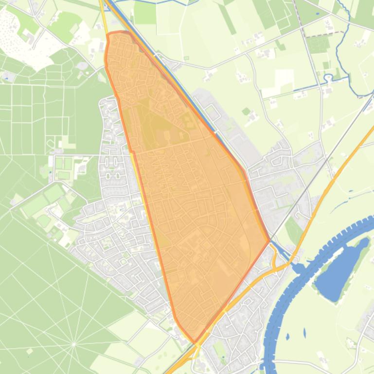 Kaart van de buurt Dieren-Noord boven spoorlijn.