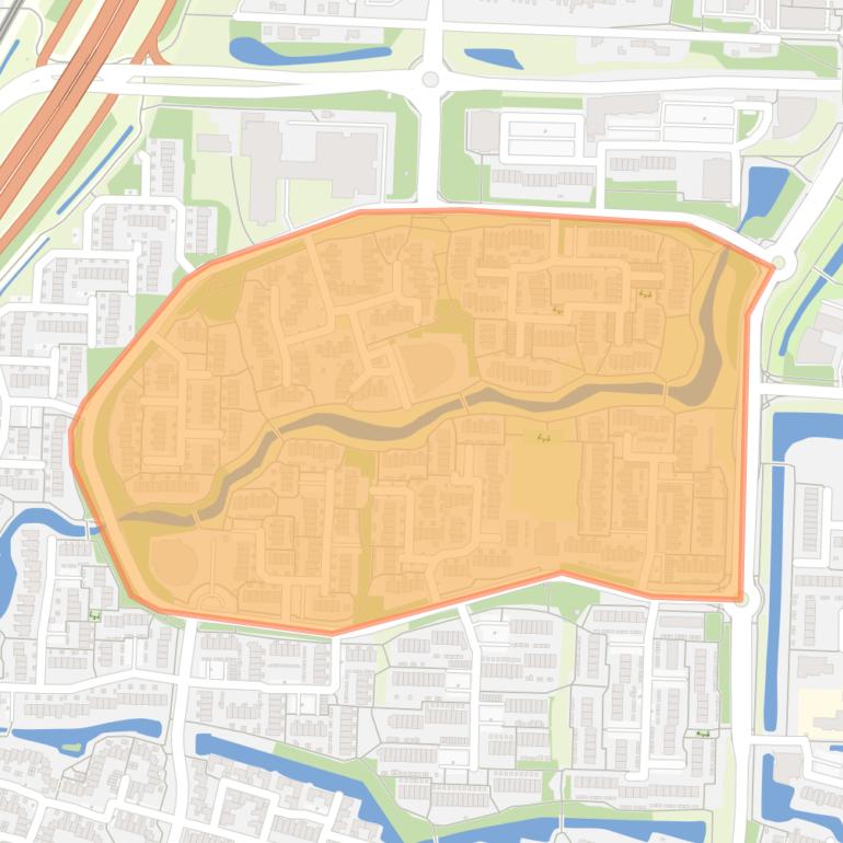 Kaart van de buurt Driehoek en omgeving.