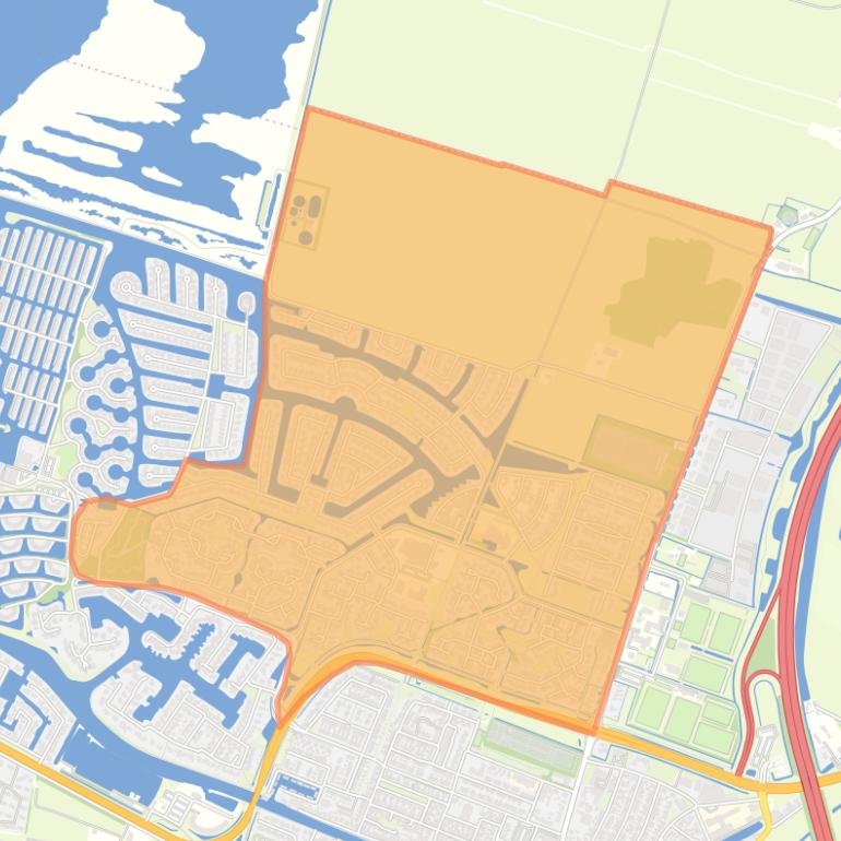 Kaart van de buurt Lemmer-Noord.