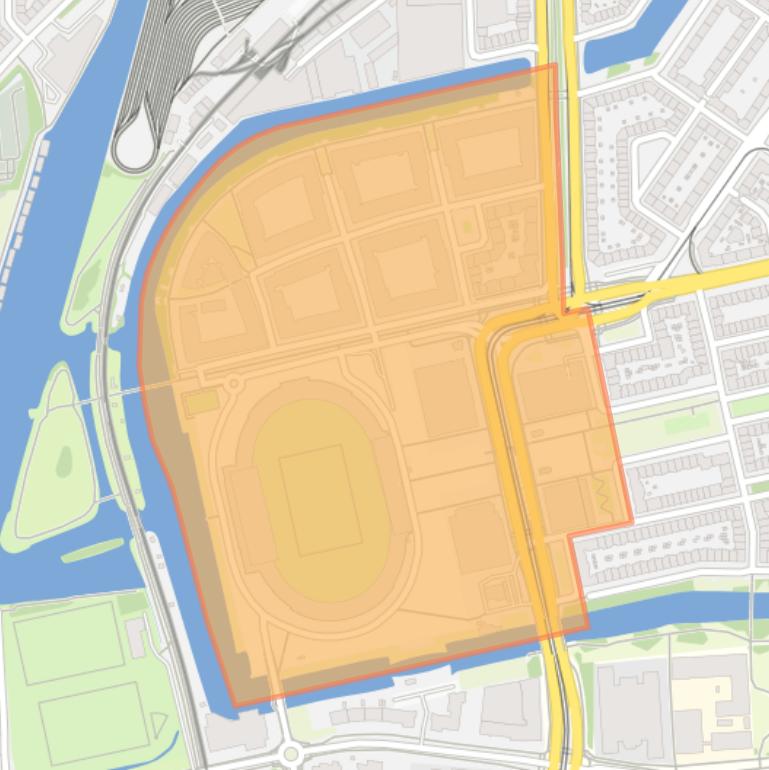 Kaart van de buurt Olympisch Stadion en omgeving.