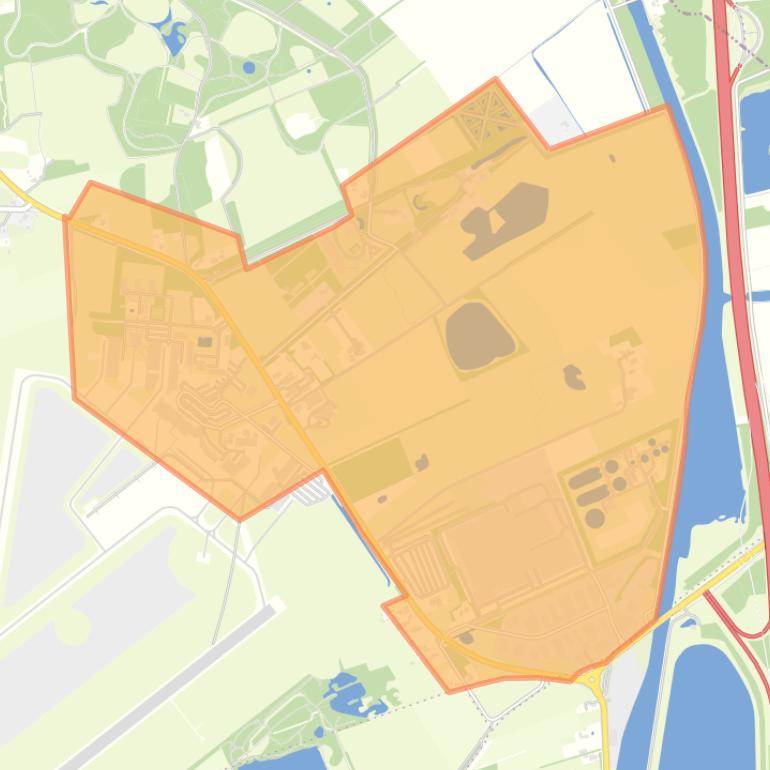 Kaart van de buurt Oosterbroek en vliegveld.