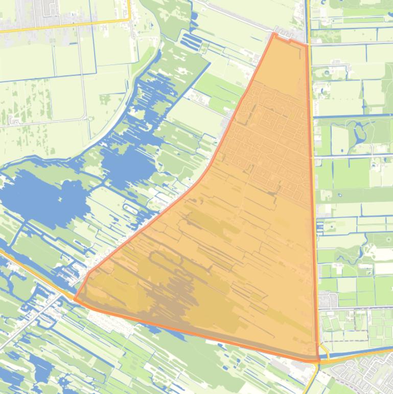 Kaart van de Rade Oranjebuurt Munniksveen en omgeving.