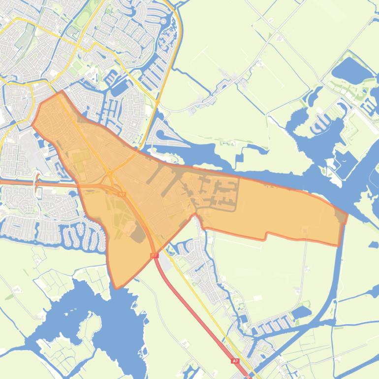 Kaart van de buurt Sperkhem en industrieterrein Houkesloot.