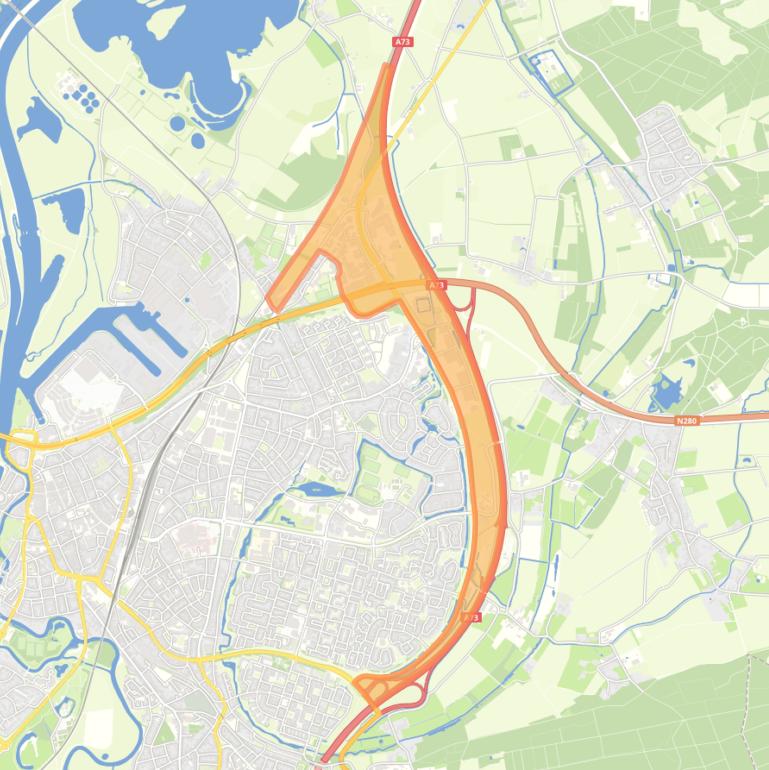 Kaart van de buurt Stadsrandzone-Noord.