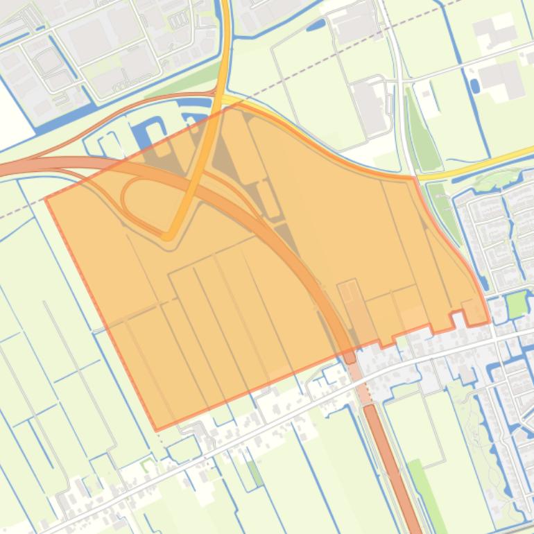 Kaart van de buurt Ten westen van de Tolweg.