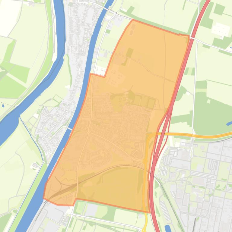 Kaart van de buurt Urmond ten oosten van Julianakanaal.