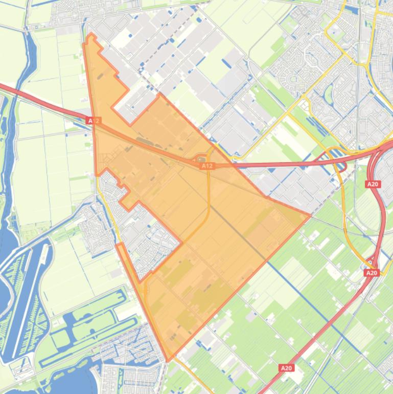 Kaart van de buurt Verspreide bebouwing Zuidplaspolder Zevenhuizen.