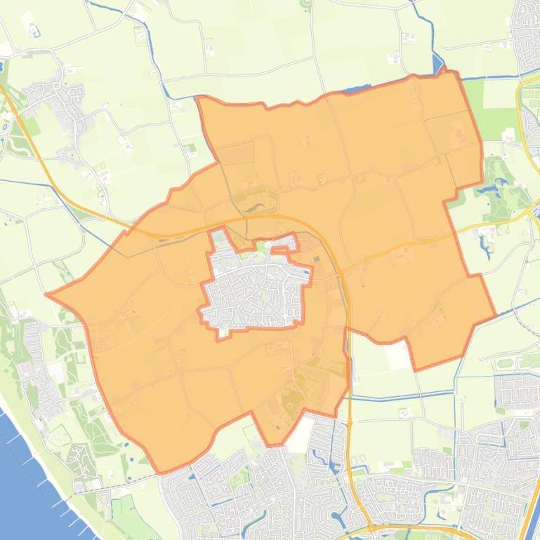 Kaart van de buurt Verspreide huizen buiten recreatiegebied Koudekerke.