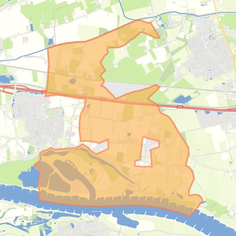 Kaart van de buurt Verspreide huizen Dodewaard-Oost en Wely.