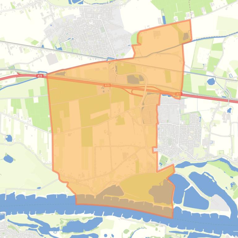 Kaart van de buurt Verspreide huizen Dodewaard-West.