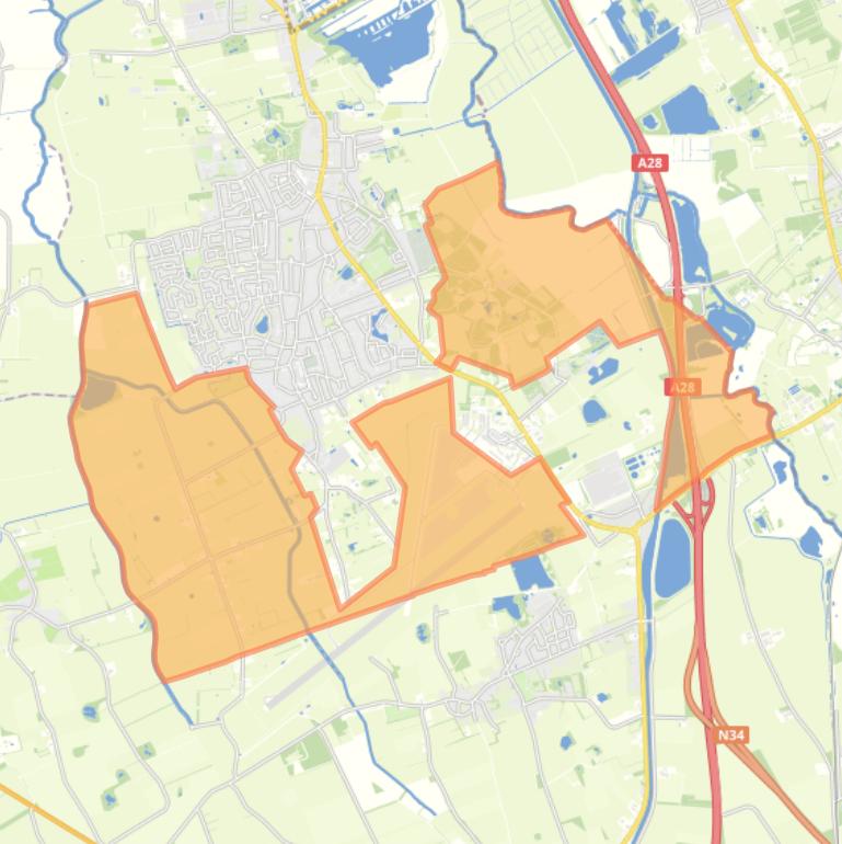 Kaart van de buurt Verspreide huizen Eelde.