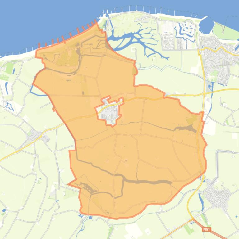 Kaart van de buurt Verspreide huizen Groede.