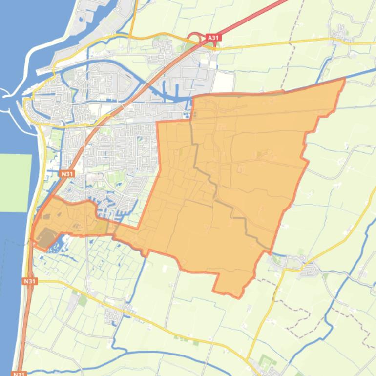 Kaart van de buurt Verspreide huizen Harlingen.