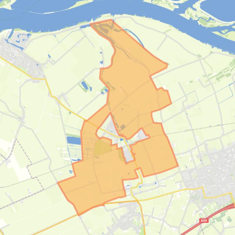 Kaart van de buurt Verspreide huizen Hooge Zwaluwe.