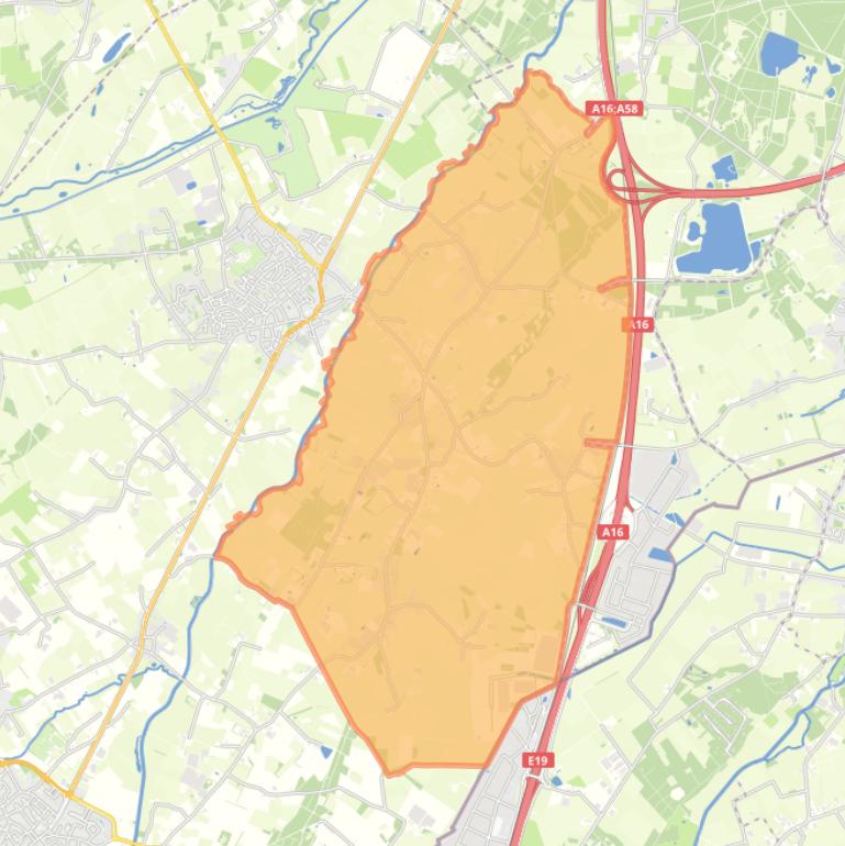 Kaart van de buurt Verspreide huizen in het Oosten.