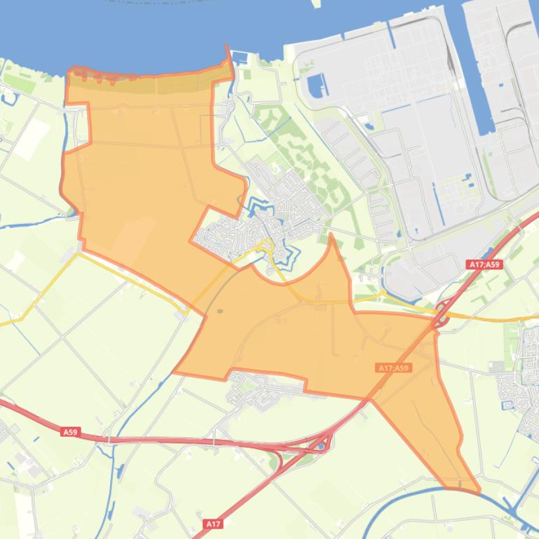 Kaart van de buurt Verspreide huizen Klundert.