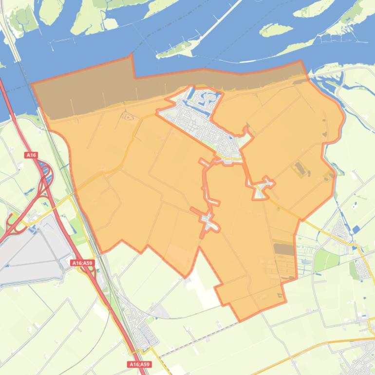 Kaart van de buurt Verspreide huizen Lage Zwaluwe.