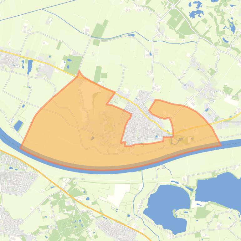 Kaart van de buurt Verspreide huizen Overasseltse Uiterwaarden.