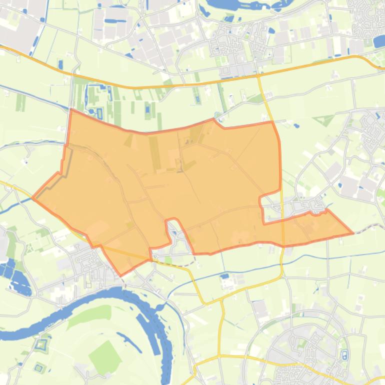 Kaart van de buurt Verspreide huizen polders Delwijnen en Bruchem.