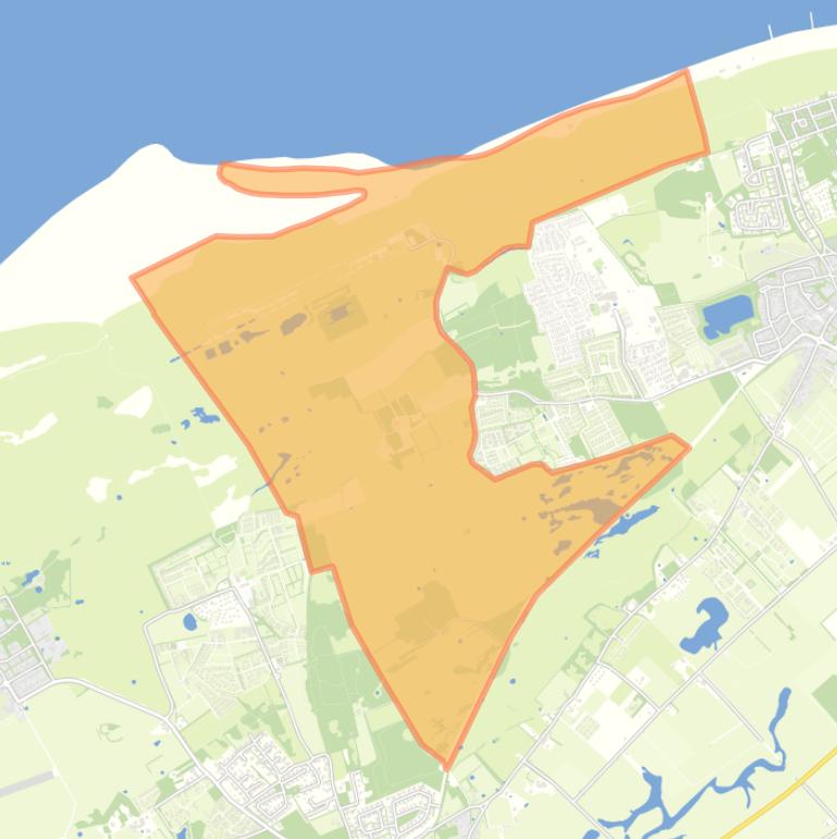 Kaart van de buurt Verspreide huizen ten westen van Renesse.