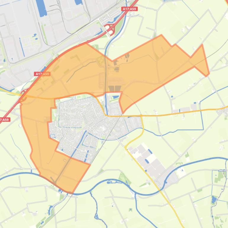 Kaart van de buurt Verspreide huizen ten westen van Zevenbergen.