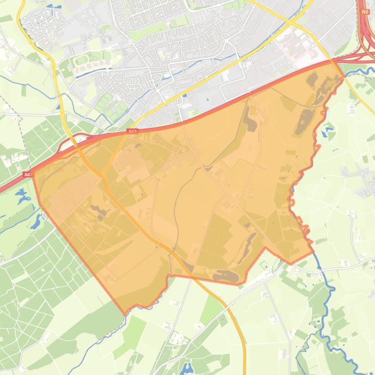 Kaart van de buurt Verspreide huizen ten zuiden van de E3-weg.