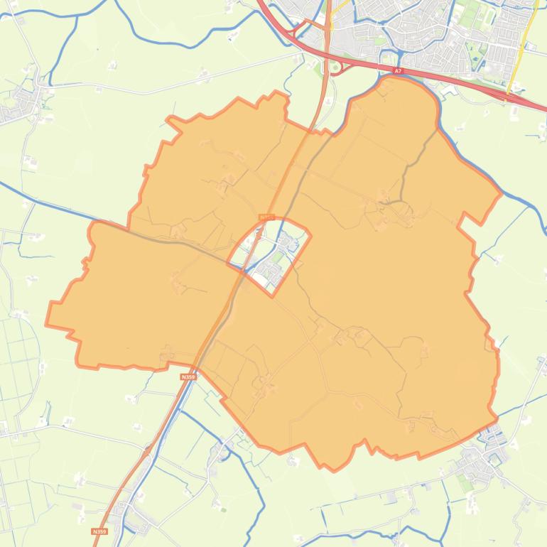 Kaart van de buurt Verspreide huizen Tjerkwerd.