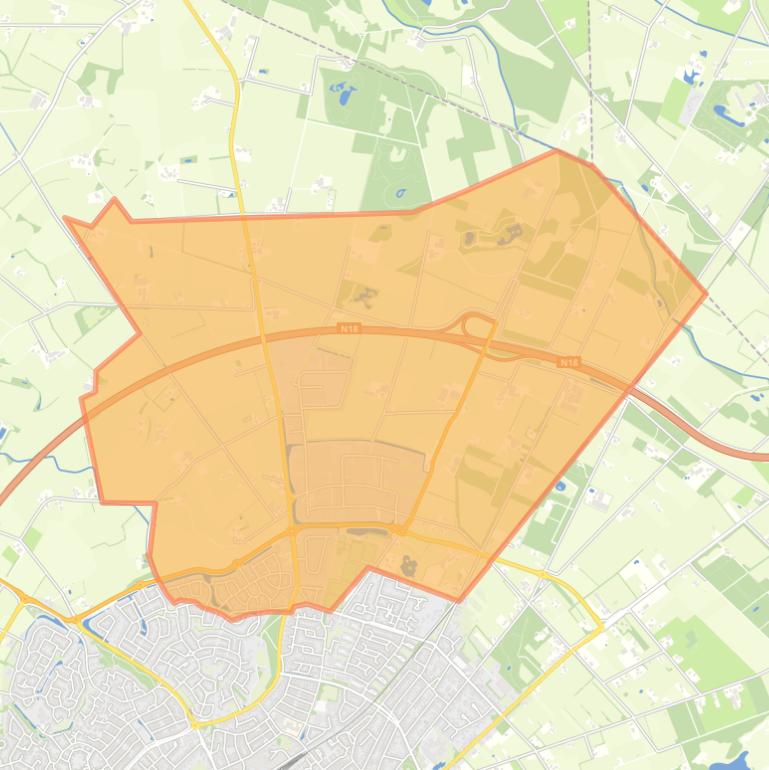 Kaart van de buurt Verspreide huizen Veldmaat ten noorden van de spoorlijn.