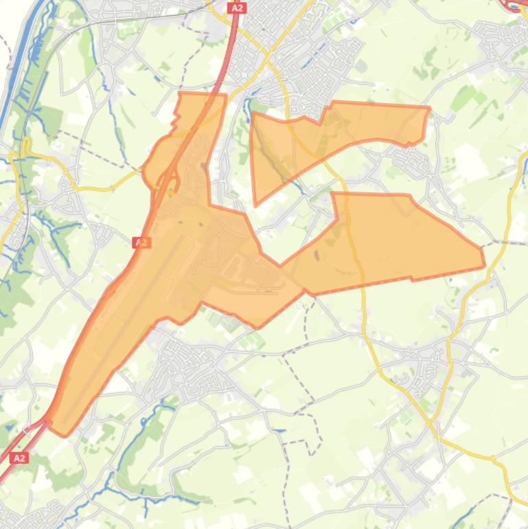 Kaart van de buurt Verspreide huizen Vliegbasis Zuid-Limburg.