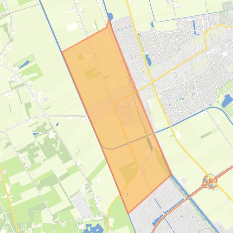 Kaart van de buurt Verspreide huizen Vriezenveen ten westen van kanaal.