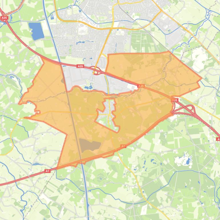 Kaart van de buurt Verspreide huizen wijk 21.