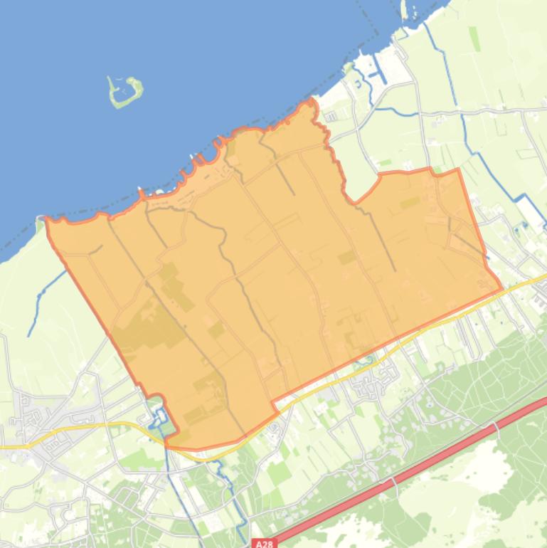 Kaart van de buurt Verspreide huizen Zuiderzeeland Hulshorst.