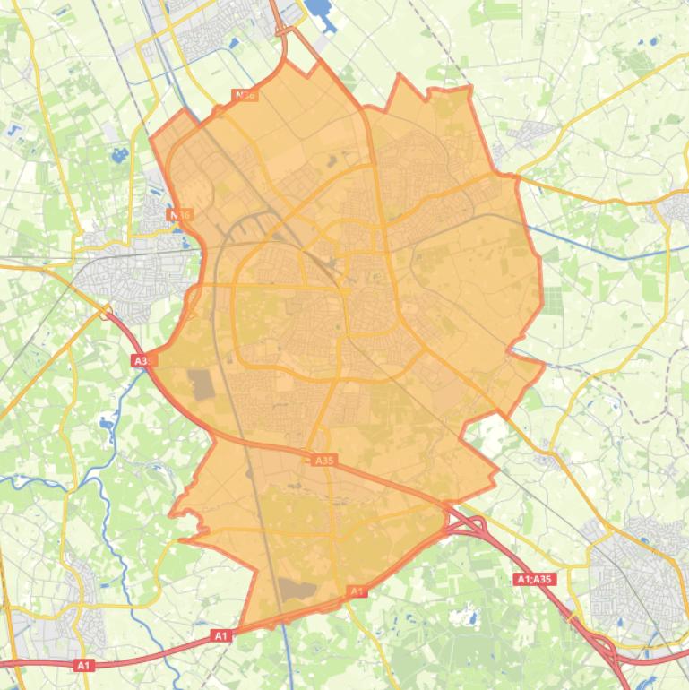 Kaart van de gemeente Almelo.