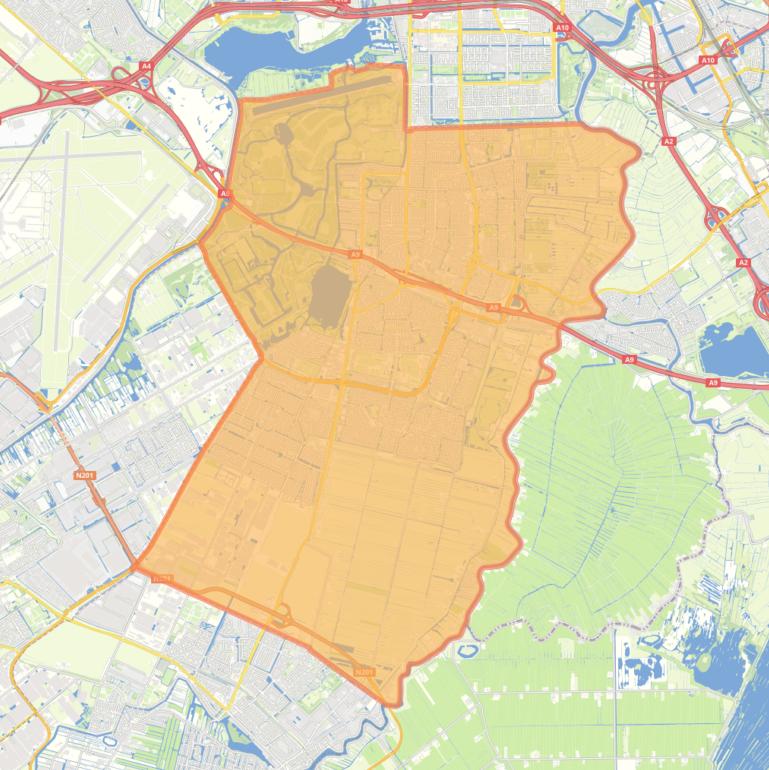 Kaart van de gemeente Amstelveen.