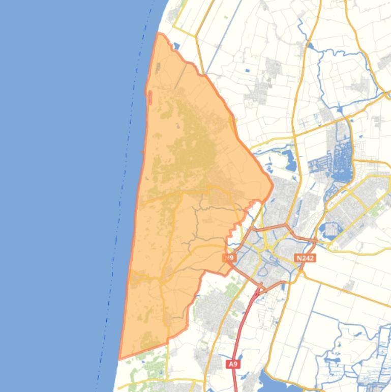 Kaart van de gemeente Bergen (Noord-Holland).