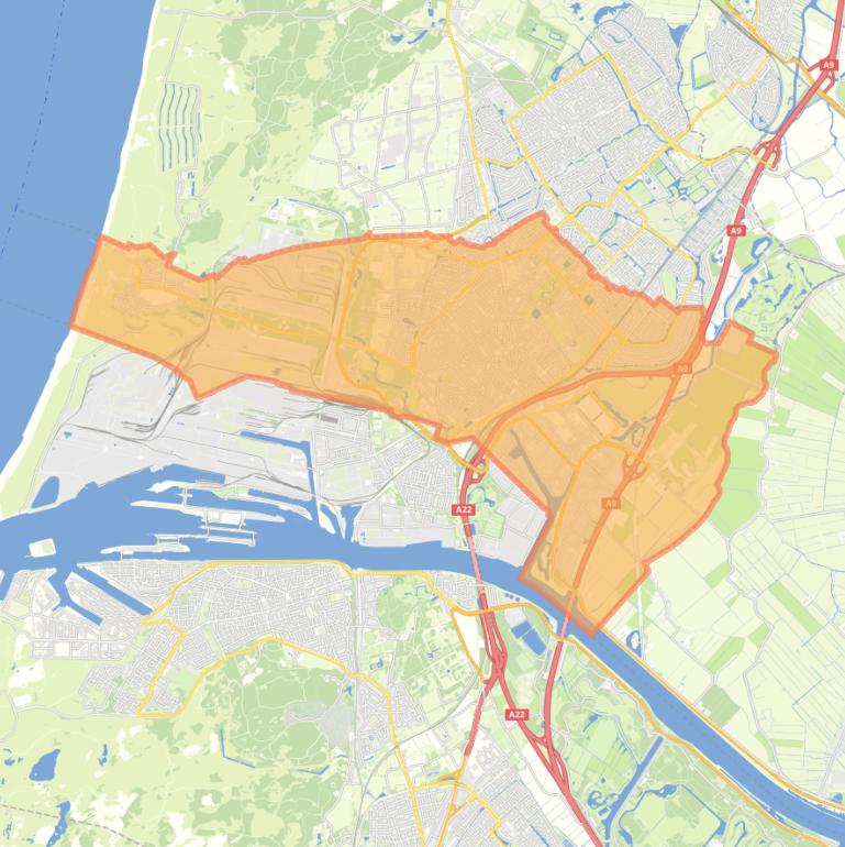 Kaart van de gemeente Beverwijk.