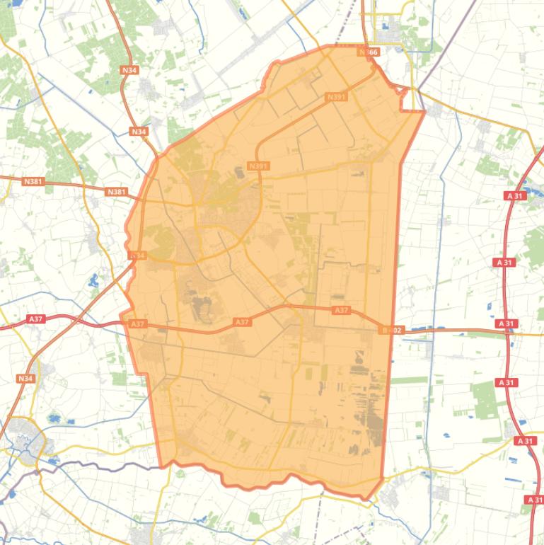 Kaart van de gemeente Emmen.