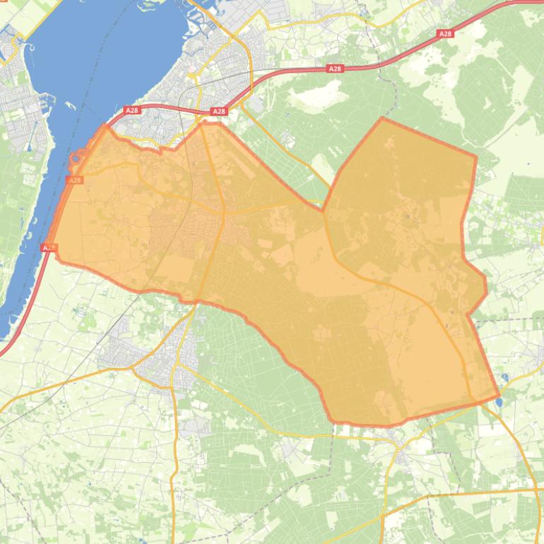 Kaart van postcodegebied 3851KM.