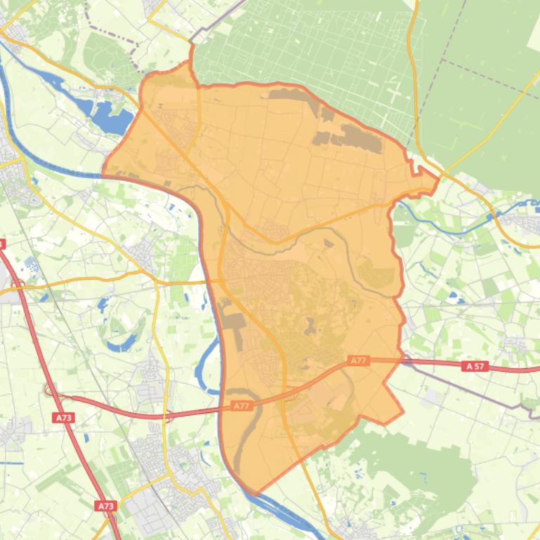 Kaart van de gemeente Gennep.