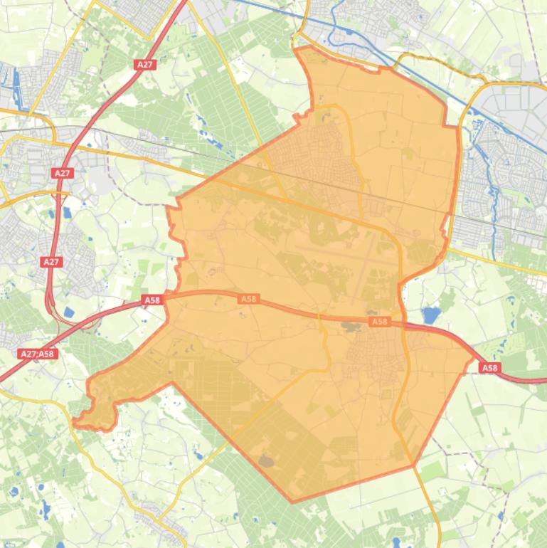 Kaart van de gemeente Gilze en Rijen.