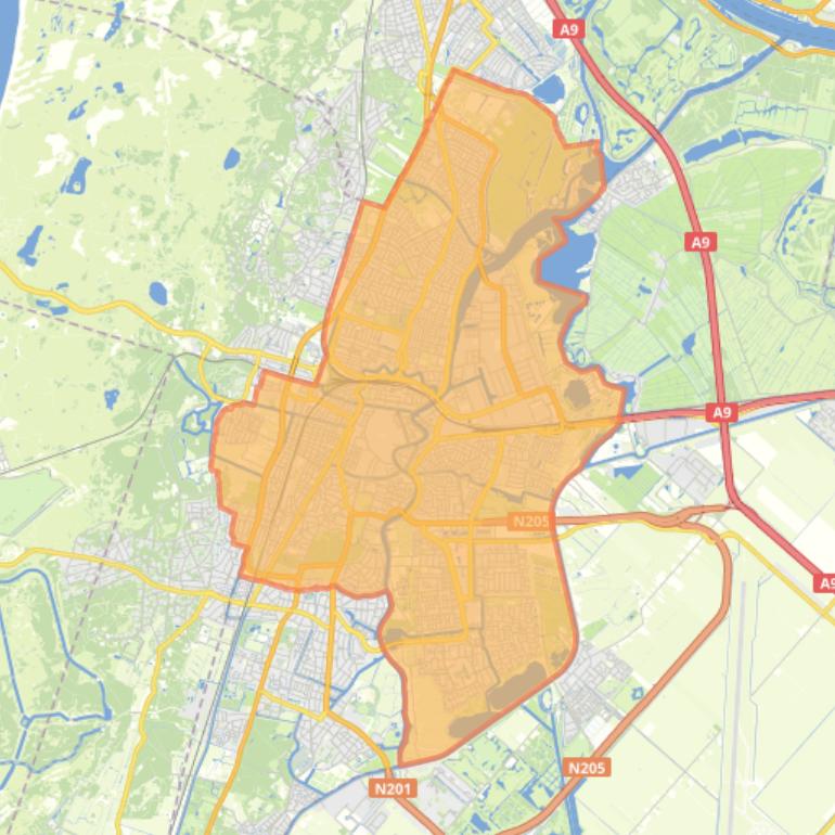 Kaart van de gemeente Haarlem.