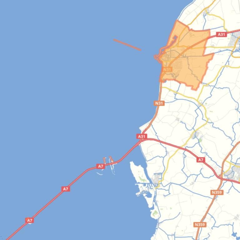 Kaart van de gemeente Harlingen.