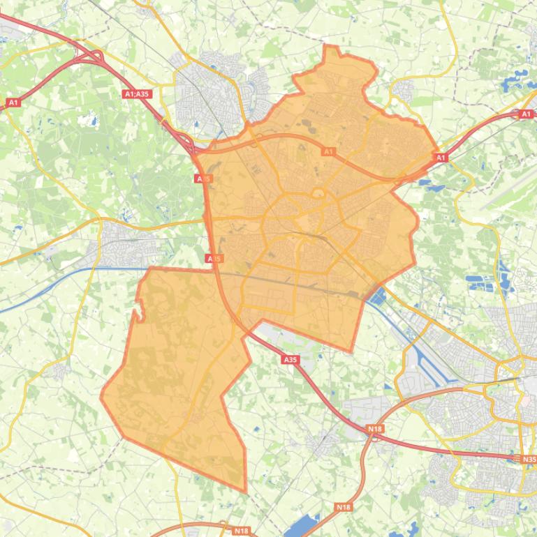 Kaart van de gemeente Hengelo.