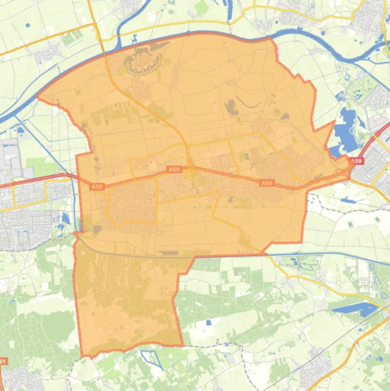 Kaart van de gemeente Heusden.