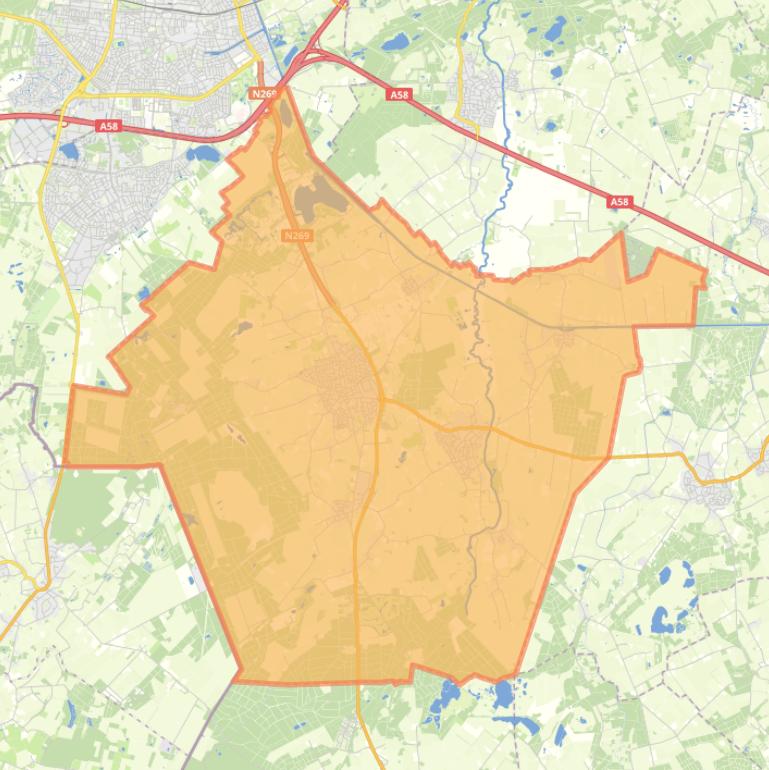 Kaart van de gemeente Hilvarenbeek.