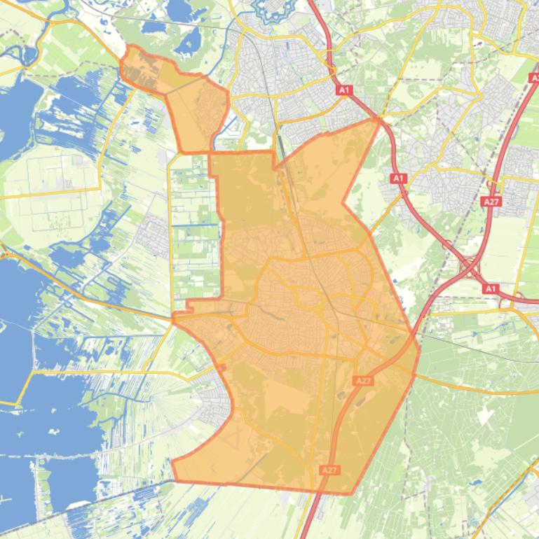 Kaart van de gemeente Hilversum.